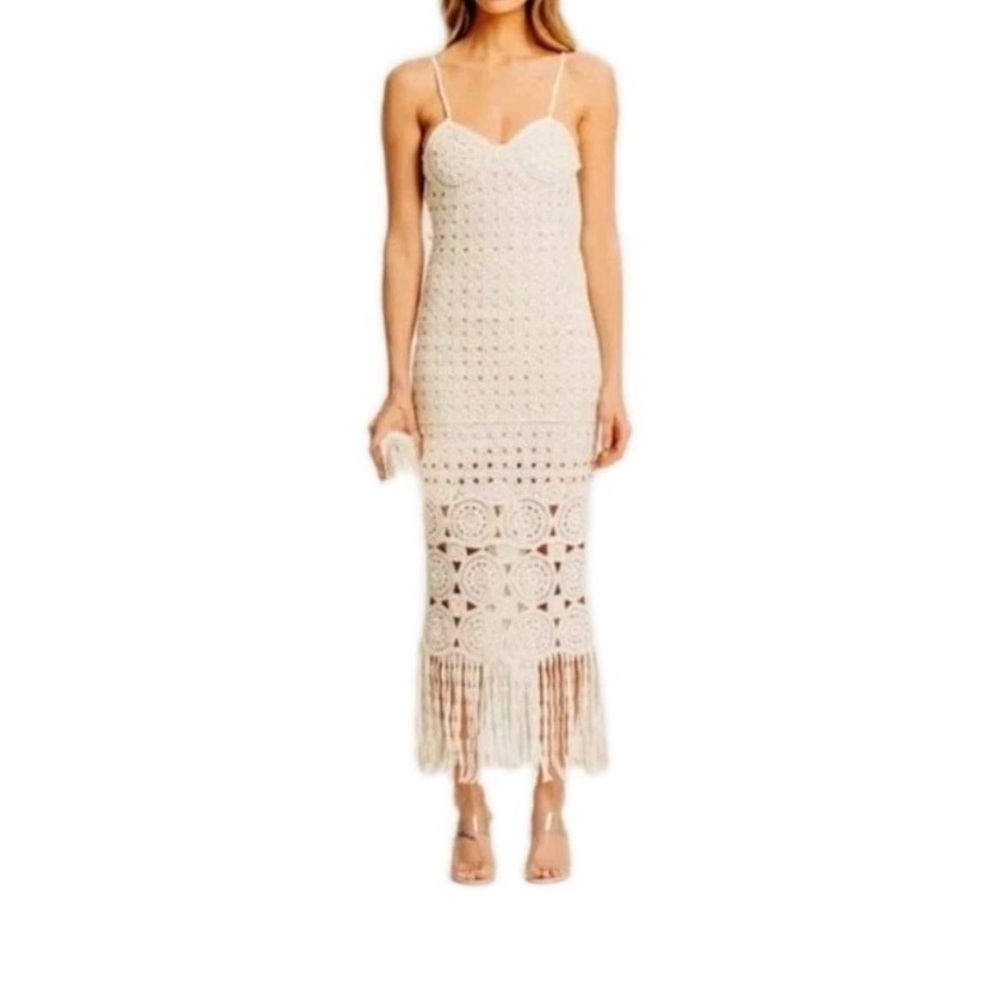 Ronny Kobo Collection Cream Spaghetti Strap Sundress